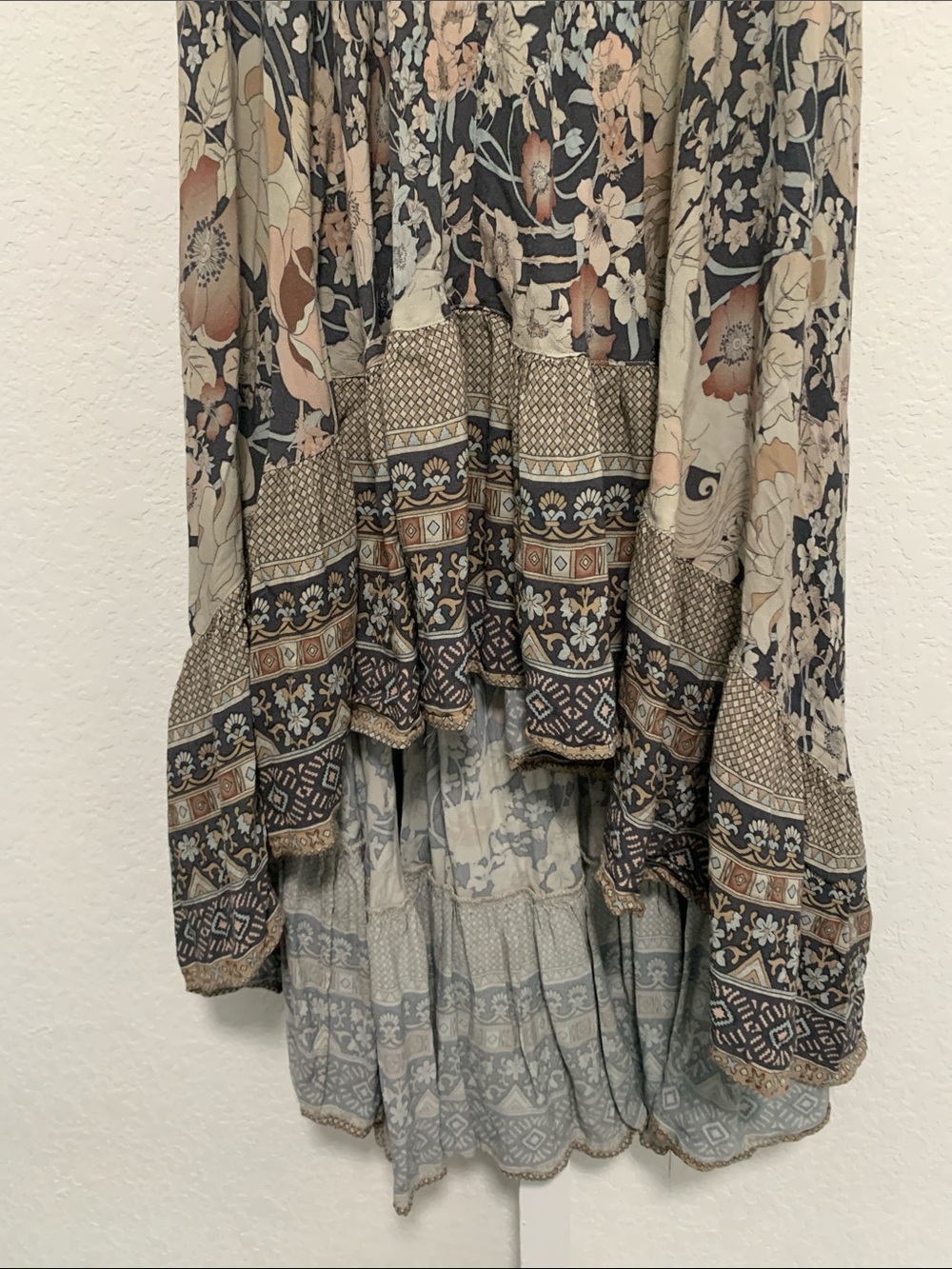 Spell and the Gypsy Bohemian Floral High-Low Midi Skirt in Beige and Navy - Picture 4 of 8